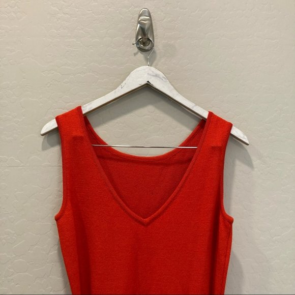 St. John Collection Orange Santana Knit Sleeveless Dress Size 4 - Picture 6 of 13
